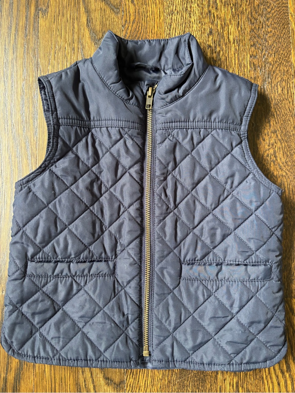 Crewcuts Quilted Navy Blue Kids Vest with Gold Zipper